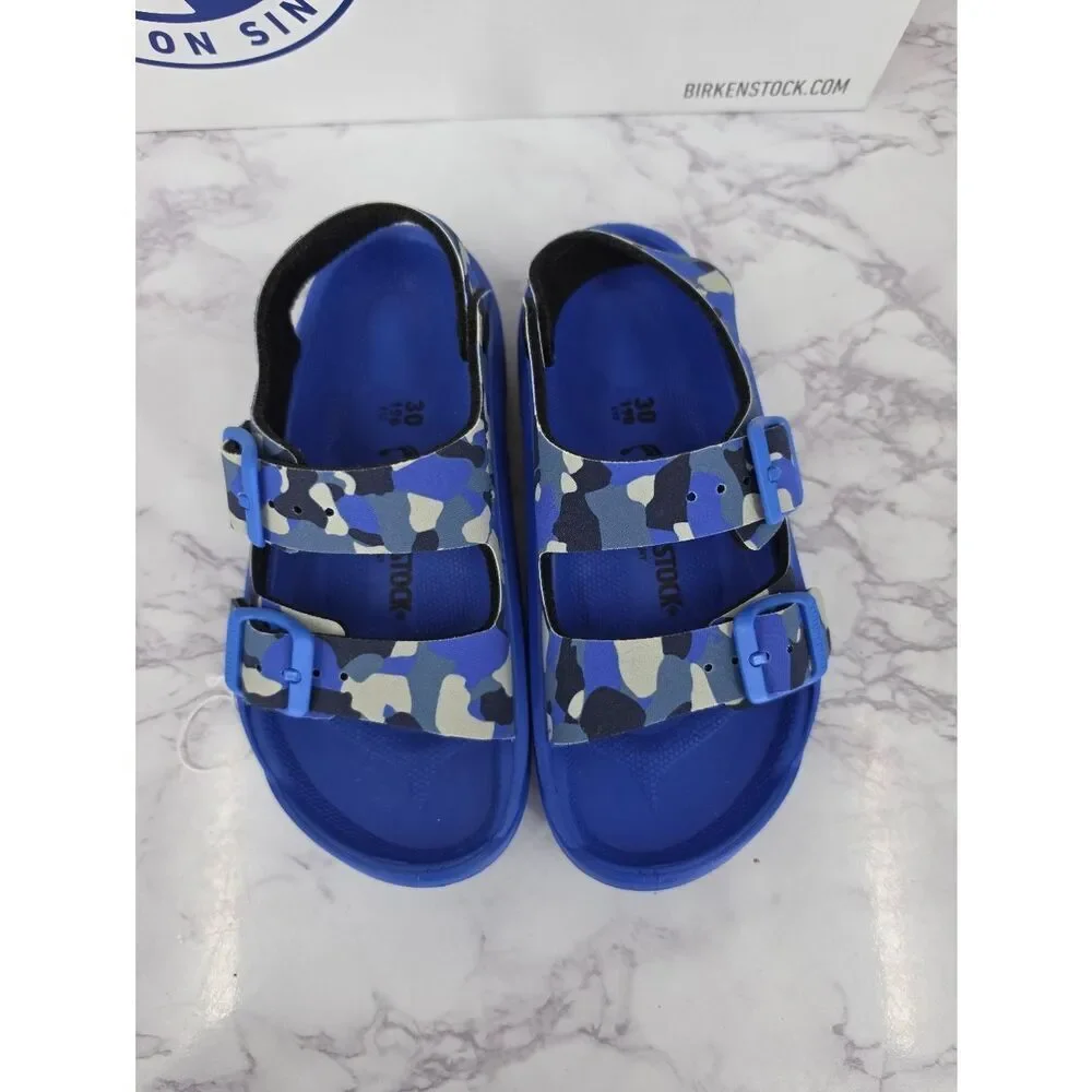 Birkenstock Blue Camouflage Kids Sandals Toddler NEW